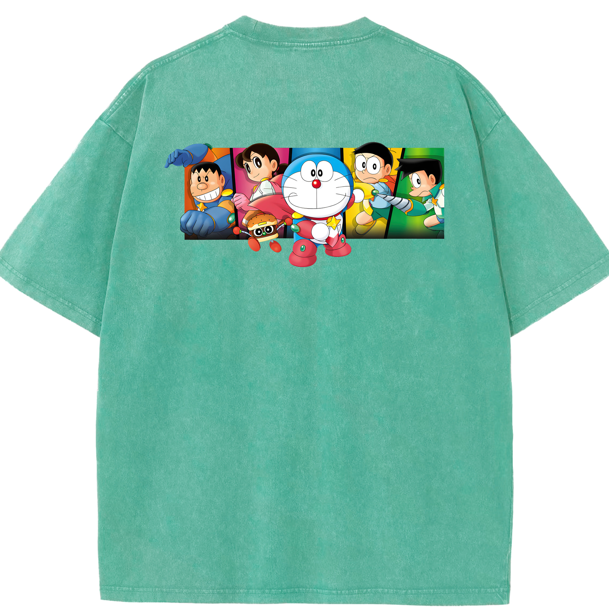（画像用） ドラえもん Doraemon 綿100% ヴィンテージ風 半袖Tシャツ（背面プリント）